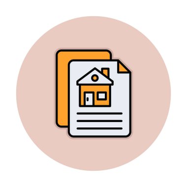 Kağıtların ve ev simgesinin vektör çizimi. İnşaat Sözleşmesi                         