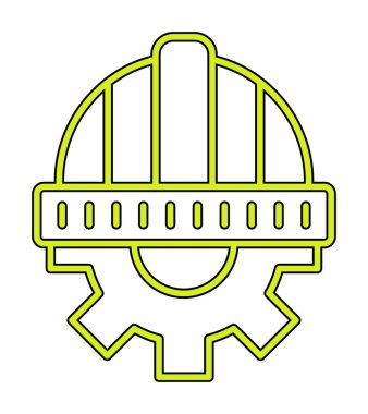 Cogwheel ikon vektör illüstrasyon tasarımlı kask               