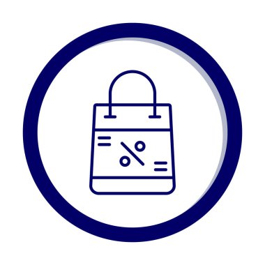 İndirim ve alışveriş çantası vektör çizgisi simgesi, satış konsepti                       