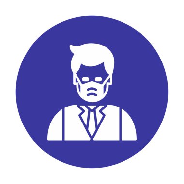 Yüz maskesi çizgisi ikonu, hastalık önlemenin vektör piktogramı. Koronavirüsten korunma giysisi, hava kirliliği, toz, grip illüstrasyonu, tıbbi gereç deposu tabelası.