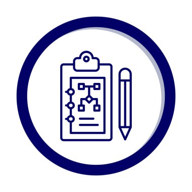 Kalem simgesi, vektör illüstrasyonlu pano üzerinde plan 