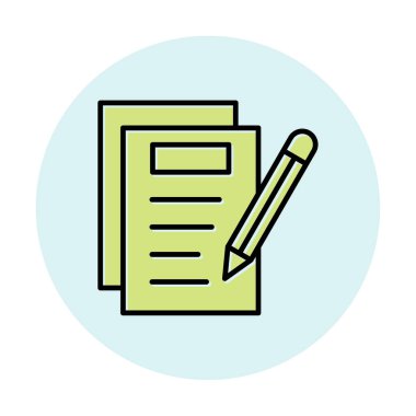 Basit not defteri arayüzü simgesi, vektör illüstrasyonu