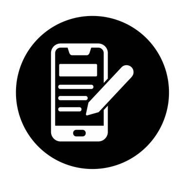 Beyaz arkaplanda not defteri simgesi olan akıllı telefon 