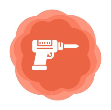 Düz dizaynlı el matkabı simgesi. Tamirci konsepti için matkap simgesi. Çizgi film dizaynında ev aletleri. Tamirci için elektrikli cihaz. Vektör illüstrasyonu