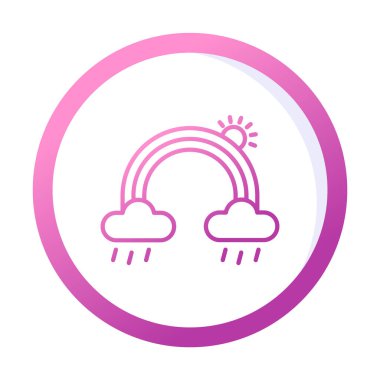 Bulutlu gökkuşağı ve güneş vektörü çizimi