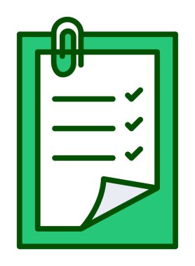 Basit not defteri arayüzü simgesi, vektör illüstrasyonu