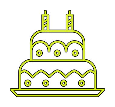 Mumlu doğum günü pastası. Web simgesi vektör illüstrasyonu