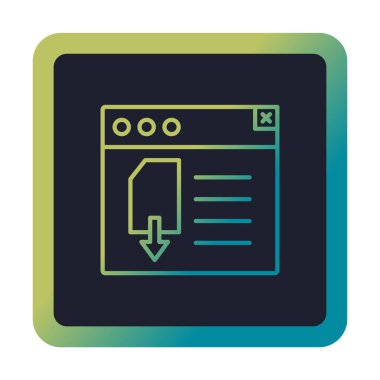 Web sayfası indirme simgesi, tasarım vektörü illüstrasyonu