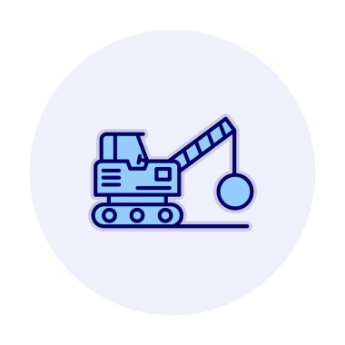 Binanın yıkımı için inşaat aracı. düz vektör illüstrasyonu