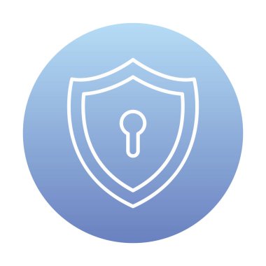 Anahtar deliği düz simgesi olan kalkan, vektör illüstrasyonu