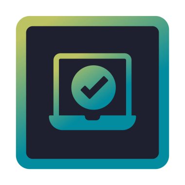 Dizüstü bilgisayardaki işaret simgesini kontrol et, vektör illüstrasyonuName 