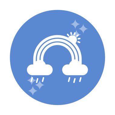 Bulutlu gökkuşağı ve güneş vektörü çizimi