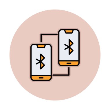 Bluetooth bağlantısı olan telefonlar, vektör illüstrasyonu basit tasarım