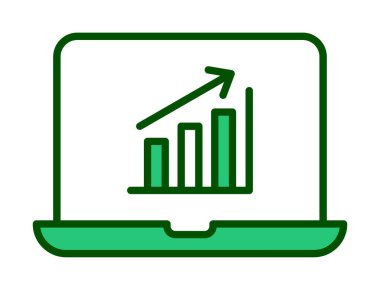 Dizüstü bilgisayarda basit büyüme grafiği, vektör illüstrasyonu