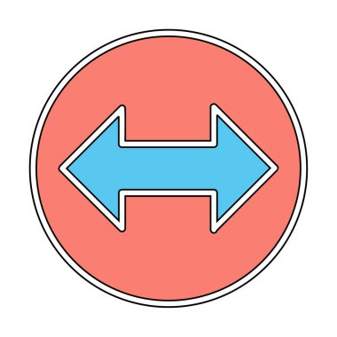 Çift ok sembolü, iki yön, sol, sağ simge, vektör illüstrasyonu