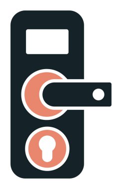 Kapı kolu ve anahtar deliği simgesi, vektör illüstrasyonu 