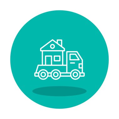 Ev kamyonu teslimatı ikon vektörü. Yer değiştirme servisi. Eve taşın