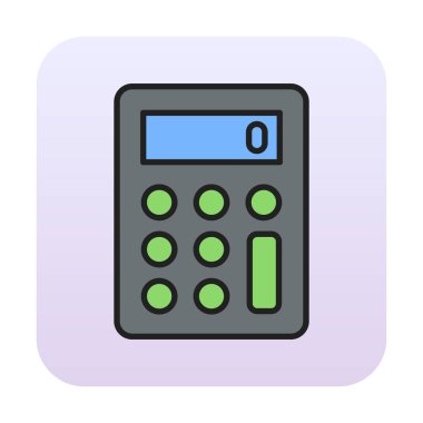 Hesap makinesi simgesi, beyaz arkaplanda renkli illüstrasyon