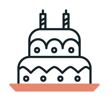 Mumlu doğum günü pastası. Web simgesi vektör illüstrasyonu