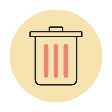 Çöp kutusu simgesi, çöp kutusu simgesi, renkli vektör illüstrasyonu