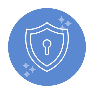 Anahtar deliği düz simgesi olan kalkan, vektör illüstrasyonu