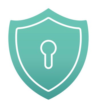 Anahtar deliği düz simgesi olan kalkan, vektör illüstrasyonu