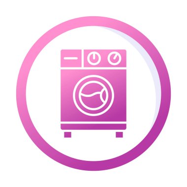 çamaşır makinesi simgesi, vektör illüstrasyonu