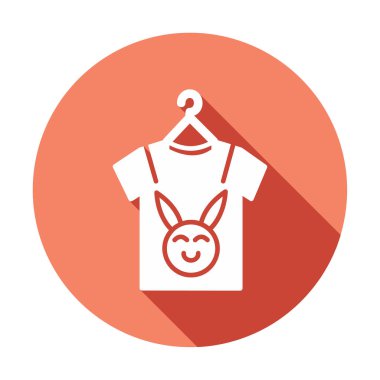 Bebek kıyafetleri ikonu, vektör çizimi. Şirin tavşan resimli tişört 