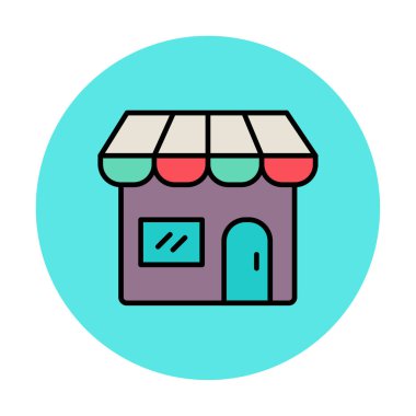 Dükkan cephesi simgesi, vektör illüstrasyonu