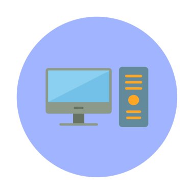 masaüstü bilgisayar simgesi tasarımı, düz işaret, vektör ve illüstrasyon