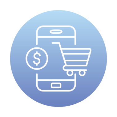 Mobil Online Alışveriş simgesi. Vektör illüstrasyonu
