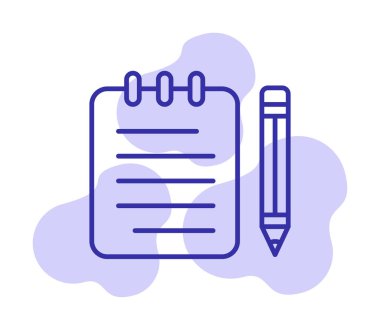 Basit not defteri arayüzü simgesi, vektör illüstrasyonu