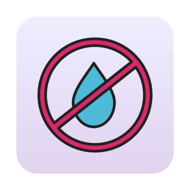 Basit Su Yok veya Sıvı Simge Yok, vektör illüstrasyonu