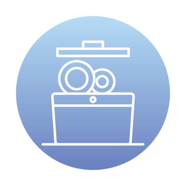 Moda stili izole edilmiş arkaplanda bulaşık makinesi simgesi