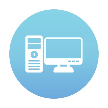 masaüstü bilgisayar simgesi tasarımı, düz işaret, vektör ve illüstrasyon