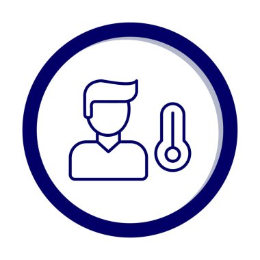 Hasta kişi ikonu. Yüksek sıcaklık simgesi. Vektör illüstrasyonu.