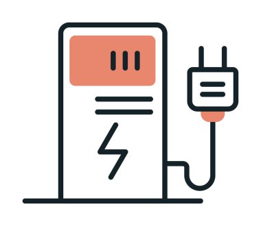 Elektrik Şarj İstasyonu ikon vektör çizimi