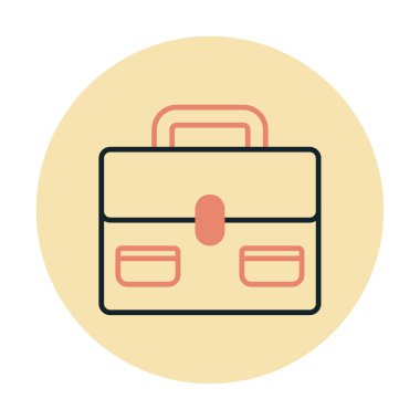 Evrak çantası vektör düz simgesi. İş durumu simgesi, bavul emojisi, vektör illüstrasyonu