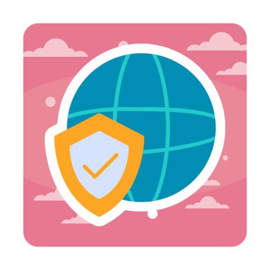 Küresel Koruma ikonu vektör illüstrasyonu