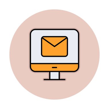 Beyaz arkaplanda bilgisayar e- posta vektör illüstrasyonu