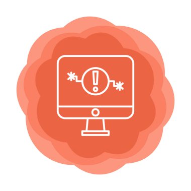 Sorun simgesi olan bilgisayar monitörü. Web sayfası, afiş, sunum, sosyal medya ve belgeler için sistem hatası uyarısı