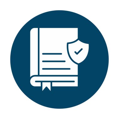 Kitap ve güvenlik kalkanı. Web simgesi basit illüstrasyon 