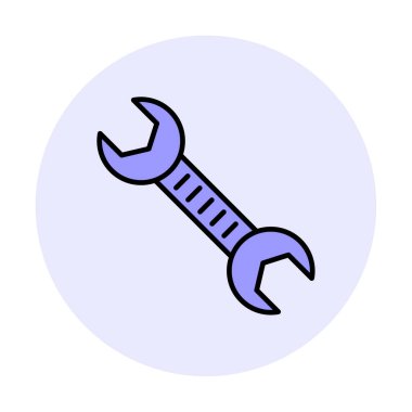 İngiliz anahtarı vektör simgesi, düz biçimli modern iş onarım araçları