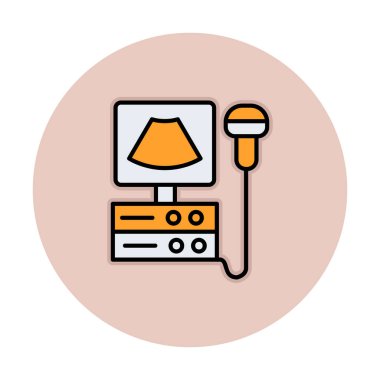 Ultrasound machine. Ultrasound scanner machine isolated object on white background. Medical diagnostic equipment sonography. Vector illustration flat design. Ultrasonic device.