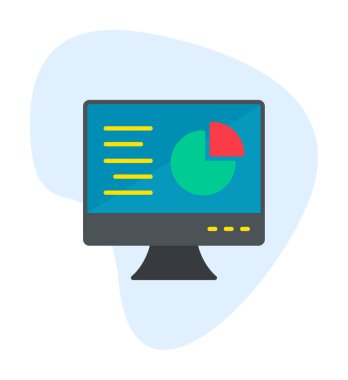 Çevrimiçi Pie Grafik ikonu vektör illüstrasyonu