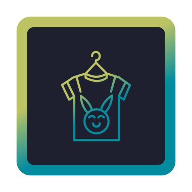 Bebek kıyafetleri ikonu, vektör çizimi. Şirin tavşan resimli tişört 