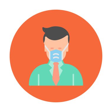 Yüz maskesi çizgisi ikonu, hastalık önlemenin vektör piktogramı. Koronavirüsten korunma giysisi, hava kirliliği, toz, grip illüstrasyonu, tıbbi gereç deposu tabelası.