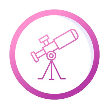 Teleskop düz simgesi. Eğitim ve astronomi elementi, dürbün ve araştırma yıldızları vektör grafikleri