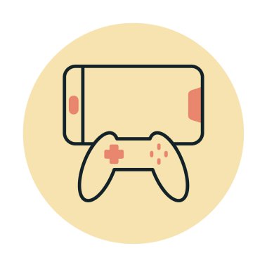 Joystick ve Mobile. Web simgesi basit illüstrasyon                