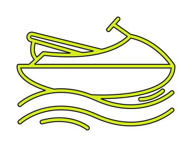 Deniz jeti kayağı ikonu. Web tasarımı için deniz jeti kayağı vektör simgesinin basit çizimi